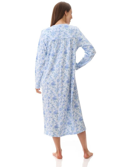 Mira Mid Length Nightie in Blue