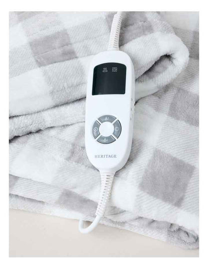 Heated Throw in Charcoal Check