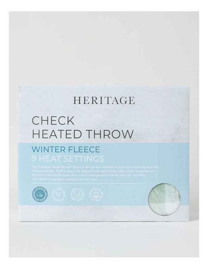 Heated Throw in Sage Check