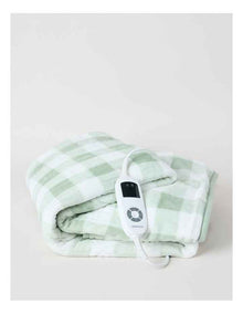 Heated Throw in Sage Check