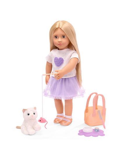 DOLL WITH KITTEN IN CARRIER & ACCESSORIES - BEATRICE & BITSY