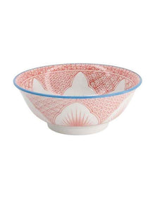 Lily Flower Ramen Bowl 20.5x8cm in Red