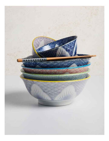 Lily Flower Ramen Bowl 20.5x8cm in Purple