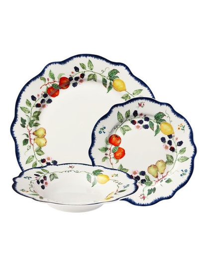 Frutta Scallop Rim 12 Piece Dinner Set Gift Boxed in Multi