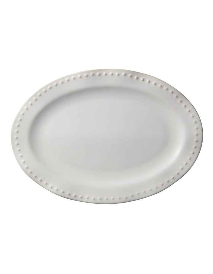 Punto Rim Oval Platter 35x25cm in Ecru