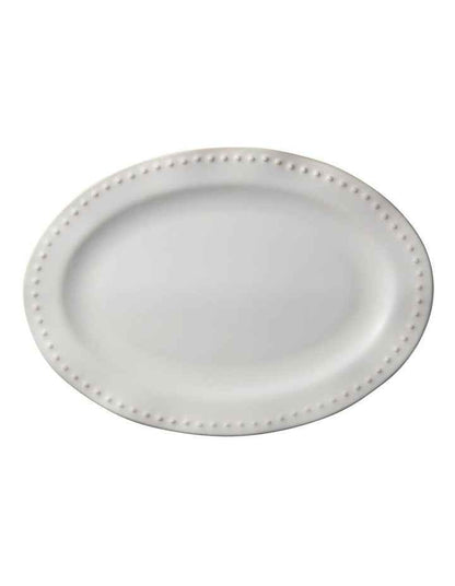 Punto Rim Oval Platter 35x25cm in Ecru