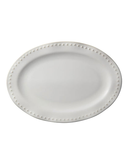 Punto Rim Oval Platter 35x25cm in Ecru
