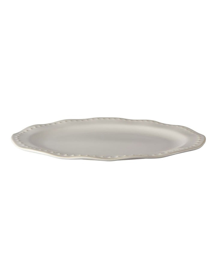 Punto Rim Oval Platter 35x25cm in Ecru