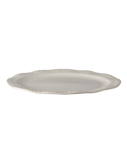 Punto Rim Oval Platter 35x25cm in Ecru