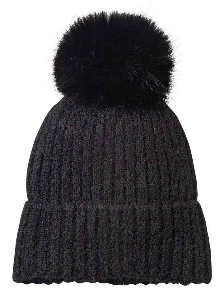 Knit Beanie With Pom Pom Winter Hats in Black