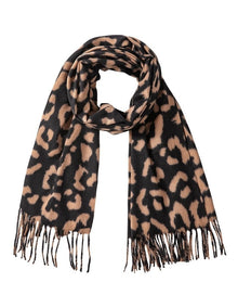 Animal Print Winter Scarf in Black/Camel
