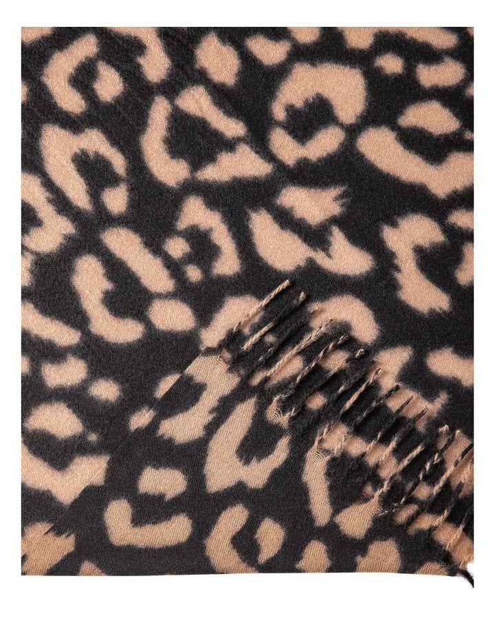 Animal Print Winter Scarf in Black/Camel