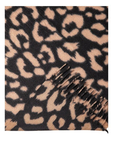 Animal Print Winter Scarf in Black/Camel