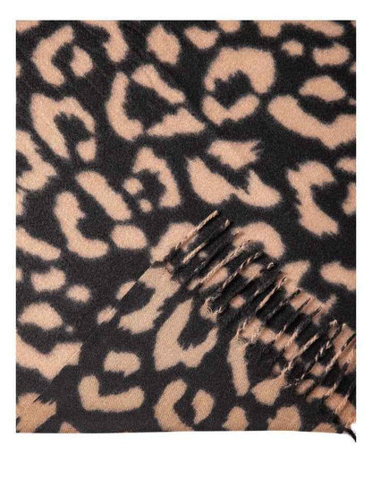 Animal Print Winter Scarf in Black/Camel