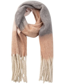 Chunky Stripe Winter Scarf in Pink/Grey