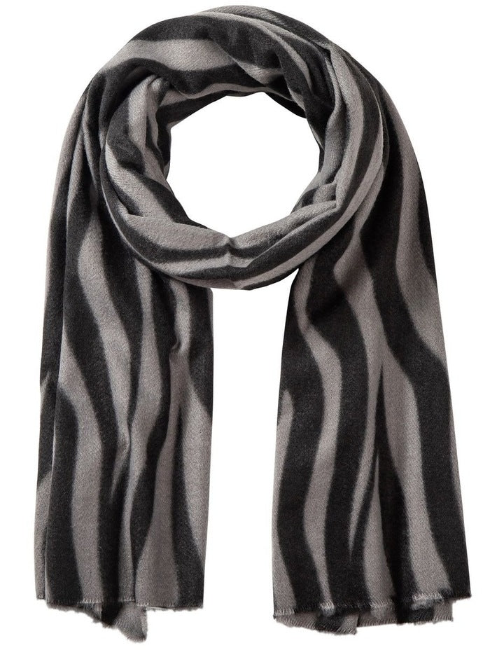 Animal Print Winter Scarf in Grey/Black