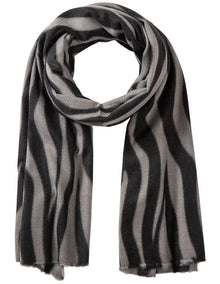 Animal Print Winter Scarf in Grey/Black