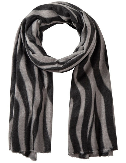 Animal Print Winter Scarf in Grey/Black
