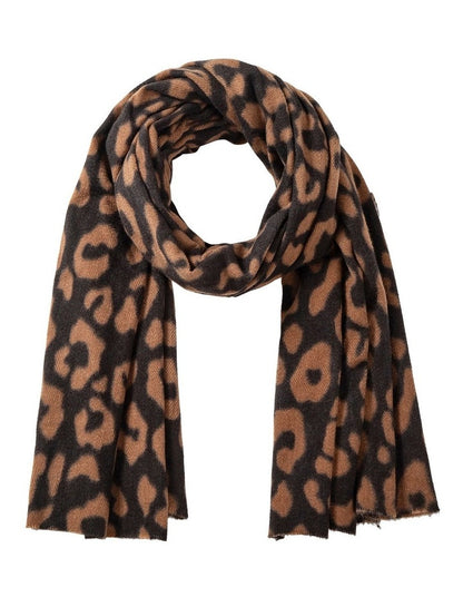 Animal Print Winter Scarf in Black/Camel