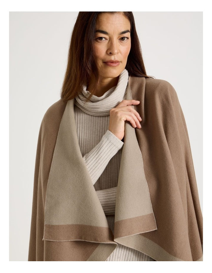 Reversible Poncho in Camel
