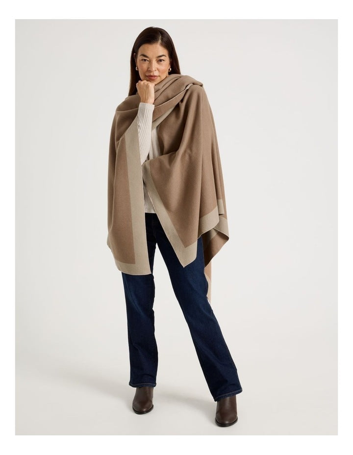 Reversible Poncho in Camel