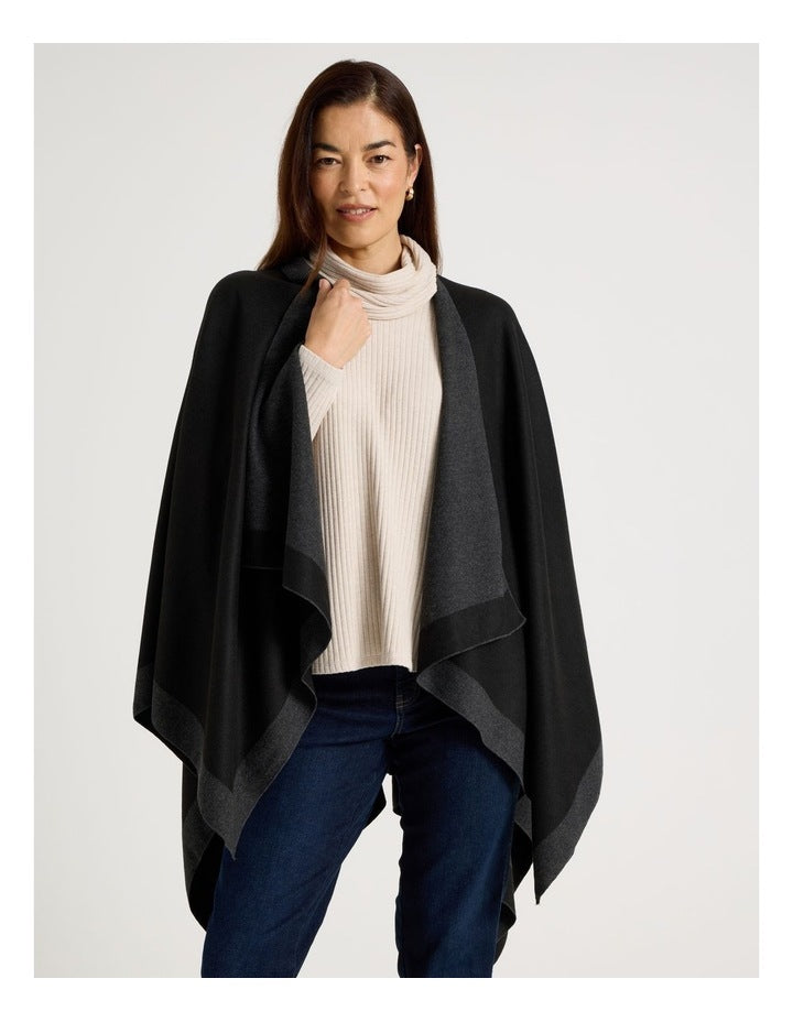 Reversible Poncho in Black