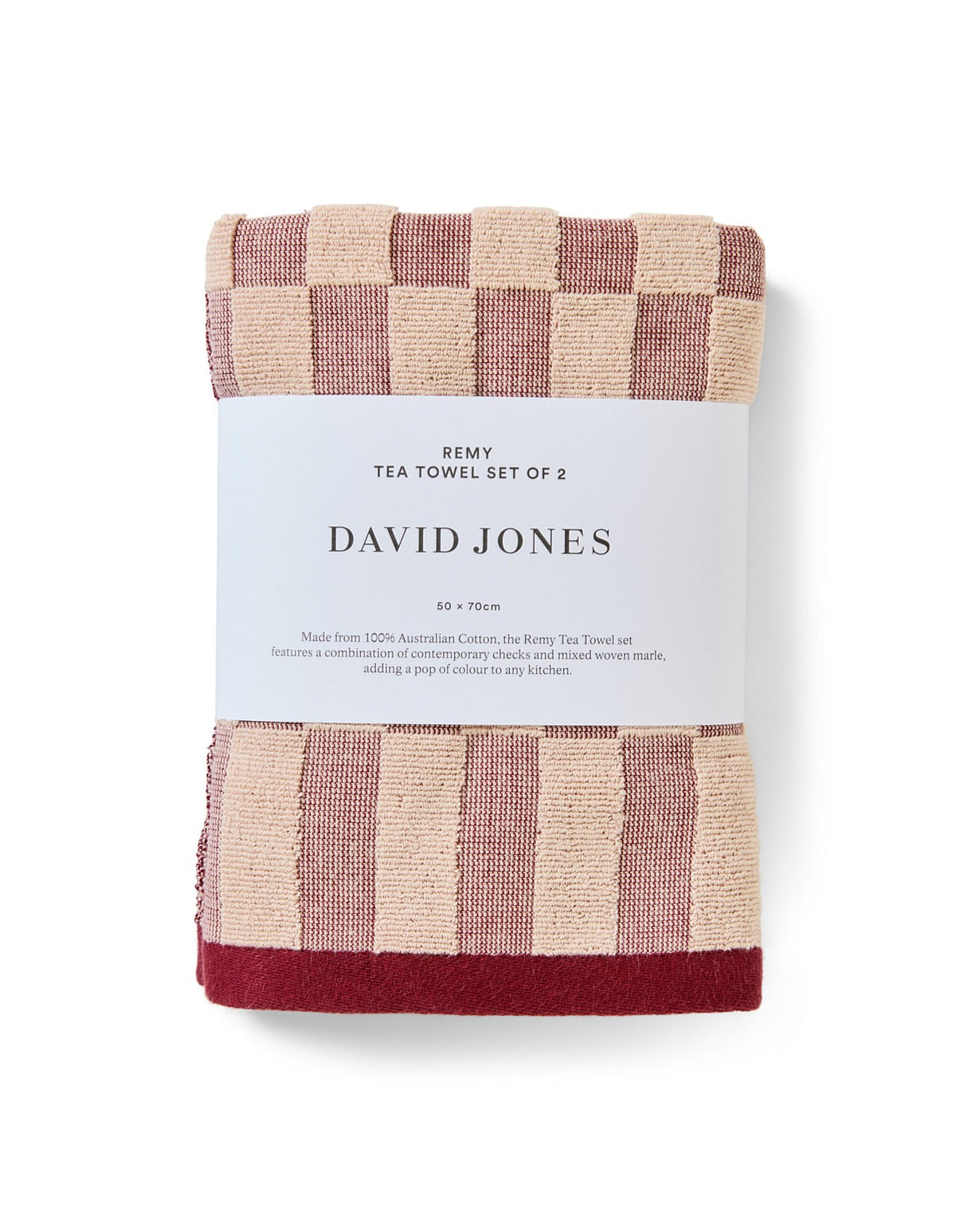 REMY AUSTRALIAN COTTON TEA TOWELS CHERRY PACK OF 2