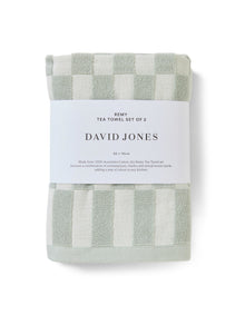 REMY AUSTRALIAN COTTON TEA TOWELS GREY PACK OF 2
