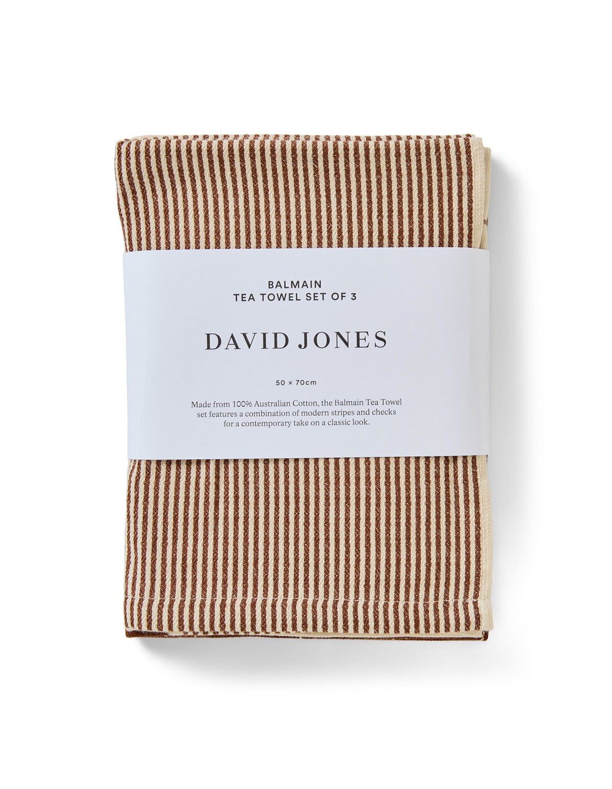 BALMAIN RUST YARN DYED COTTON TEA TOWEL SET OF 3