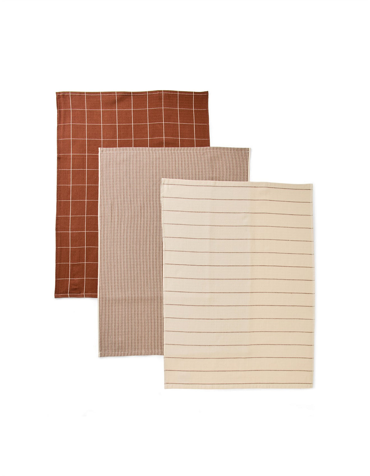 BALMAIN RUST YARN DYED COTTON TEA TOWEL SET OF 3