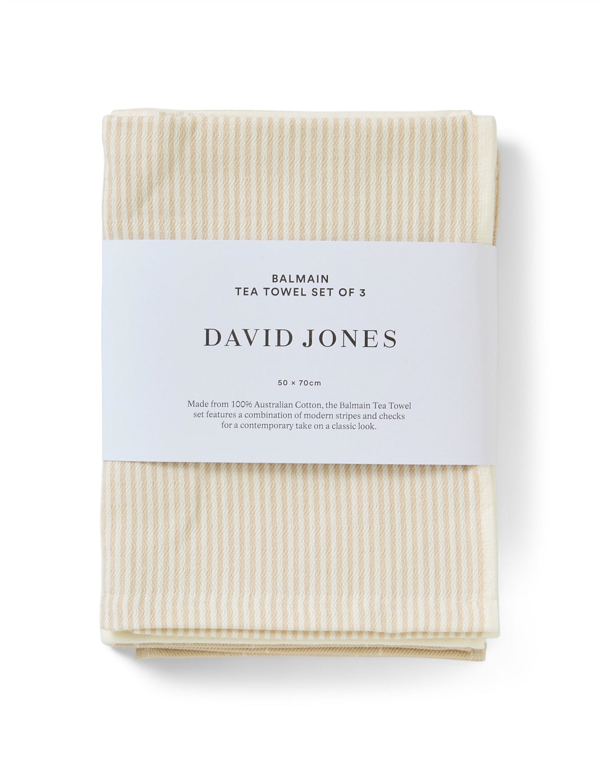 BALMAIN NATURAL YARN DYED COTTON TEA TOWEL SET OF 3