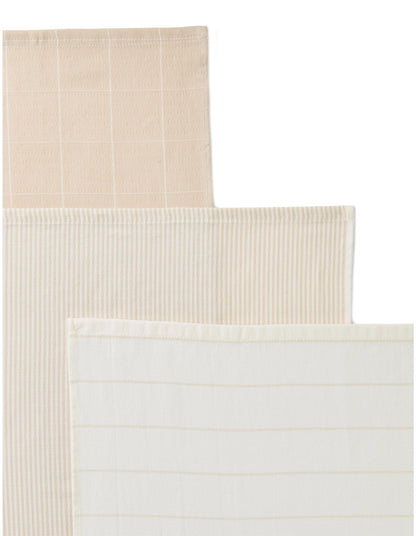BALMAIN NATURAL YARN DYED COTTON TEA TOWEL SET OF 3