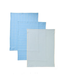 BALMAIN BLUE YARN DYED COTTON TEA TOWEL SET OF 3