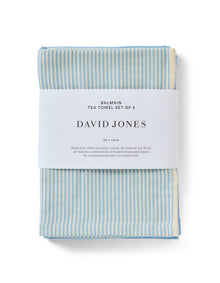 BALMAIN BLUE YARN DYED COTTON TEA TOWEL SET OF 3