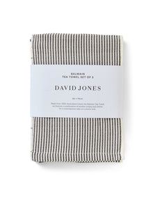 BALMAIN CHARCOAL YARN DYED COTTON TEA TOWEL SET OF 3