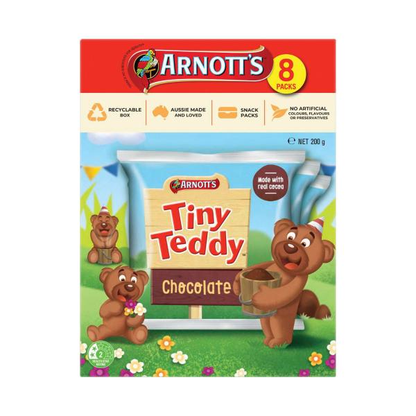 ARNOTT'S TINY TEDDY CHOCOLATE BISCUITS MULTIPACK 8 PACK 200G