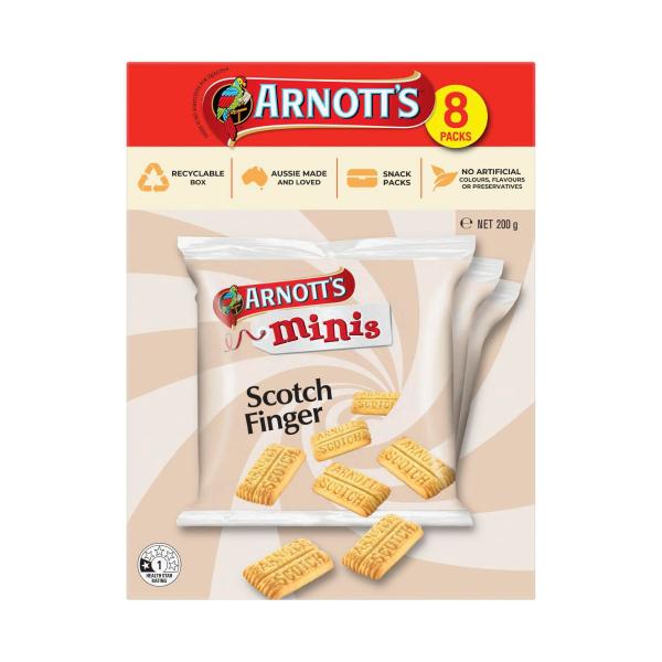 ARNOTT'S MINI SCOTCH FINGER BISCUITS MULTIPACK 8 PACK 200G