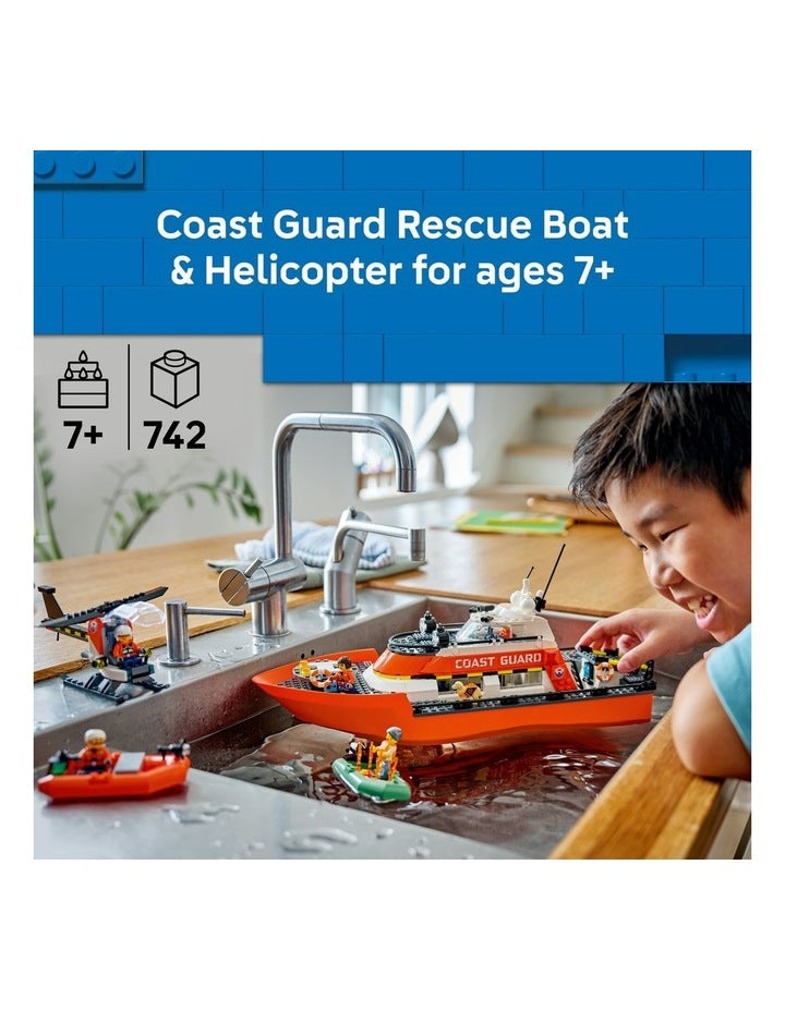City Coast Guard Rescue Boat And Helicopter 60504