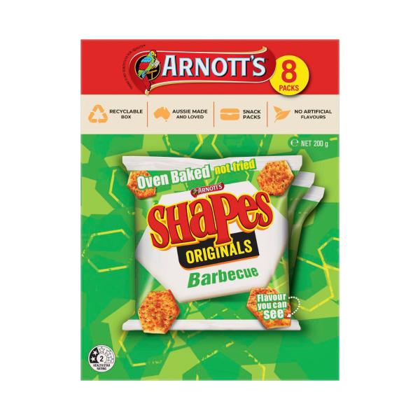 ARNOTT'S SHAPES BARBECUE LUNCHBOX MULTIPACK 8 PACK 200G