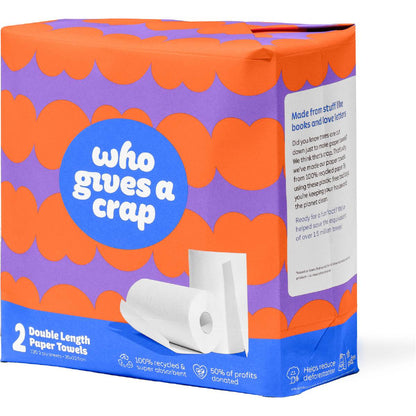 Who Gives A Crap Recycled Paper Towels Double Length Rolls 2 Pack