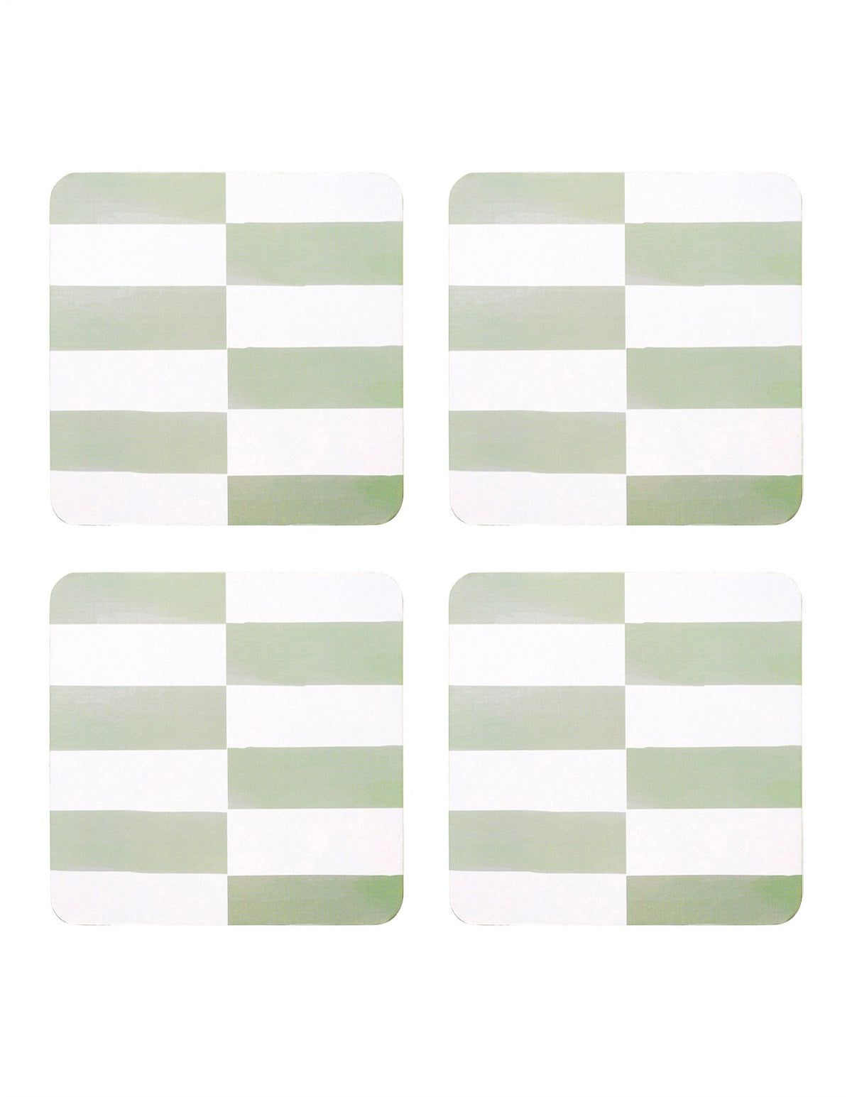 Cottesloe Check Green Cork Backed Coasters set of 4