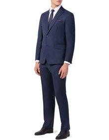 Wool Blend Tailored Suit Jacket in Stripe Navy