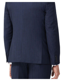Wool Blend Tailored Suit Jacket in Stripe Navy