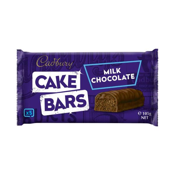 CADBURY MILK CHOCOLATE CAKE BARS 5 PACK 105G
