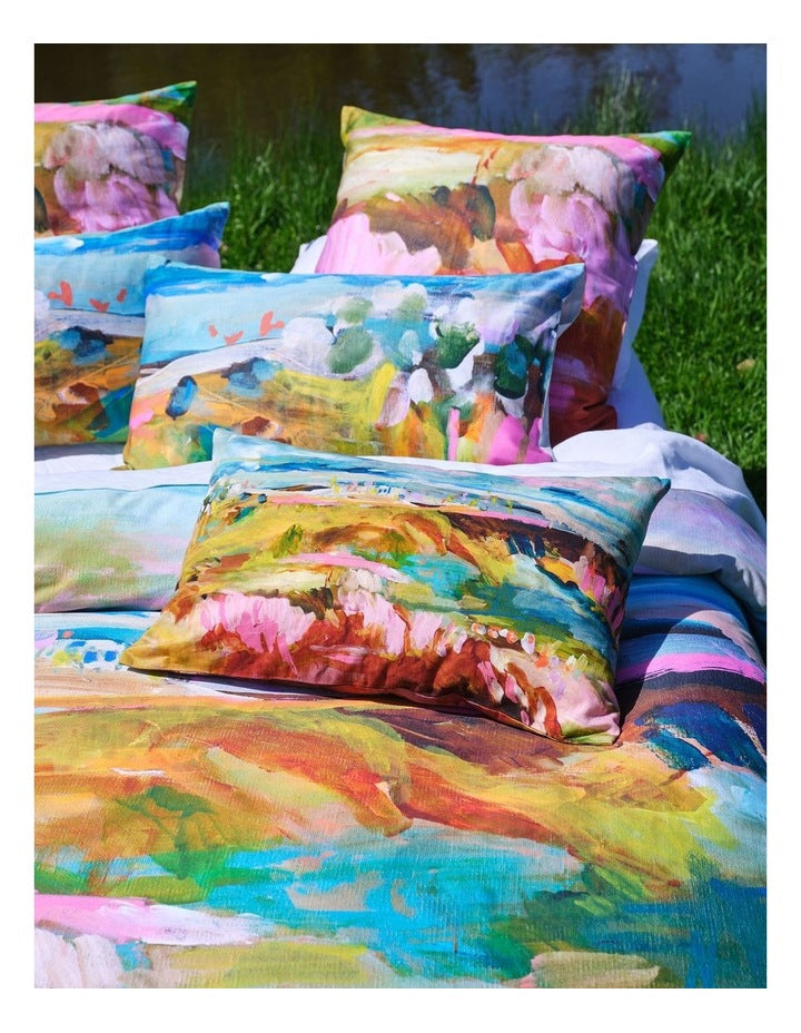 Sunrise Solstice Swims Cushion 40x60cm in Chartreuse