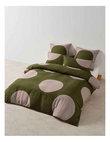 Pluto Cotton Quilt Cover Set in Olive