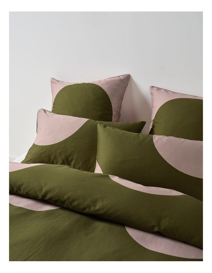 Pluto Cotton Quilt Cover Set in Olive