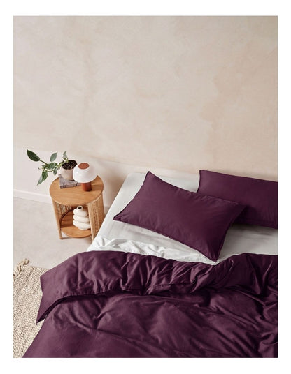Surf Wash 400TC Cotton Sateen Quilt Cover Set in Plum