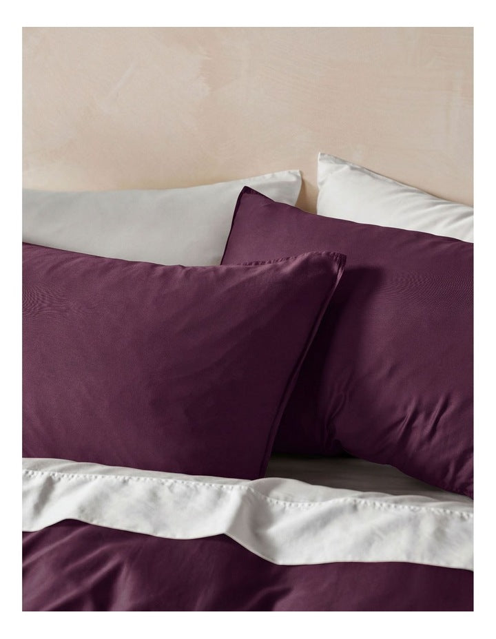 Surf Wash 400TC Cotton Sateen Quilt Cover Set in Plum