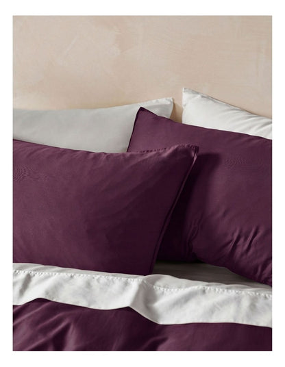 Surf Wash 400TC Cotton Sateen Quilt Cover Set in Plum